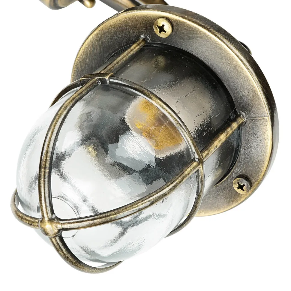 Wandleuchte außen Messing massiv Glas IP64 E27 SANTORIN