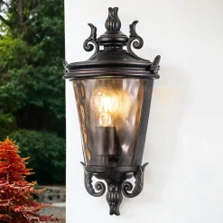 Wandleuchte außen Rauchglas Aluminium IP44 H: 43,2 cm