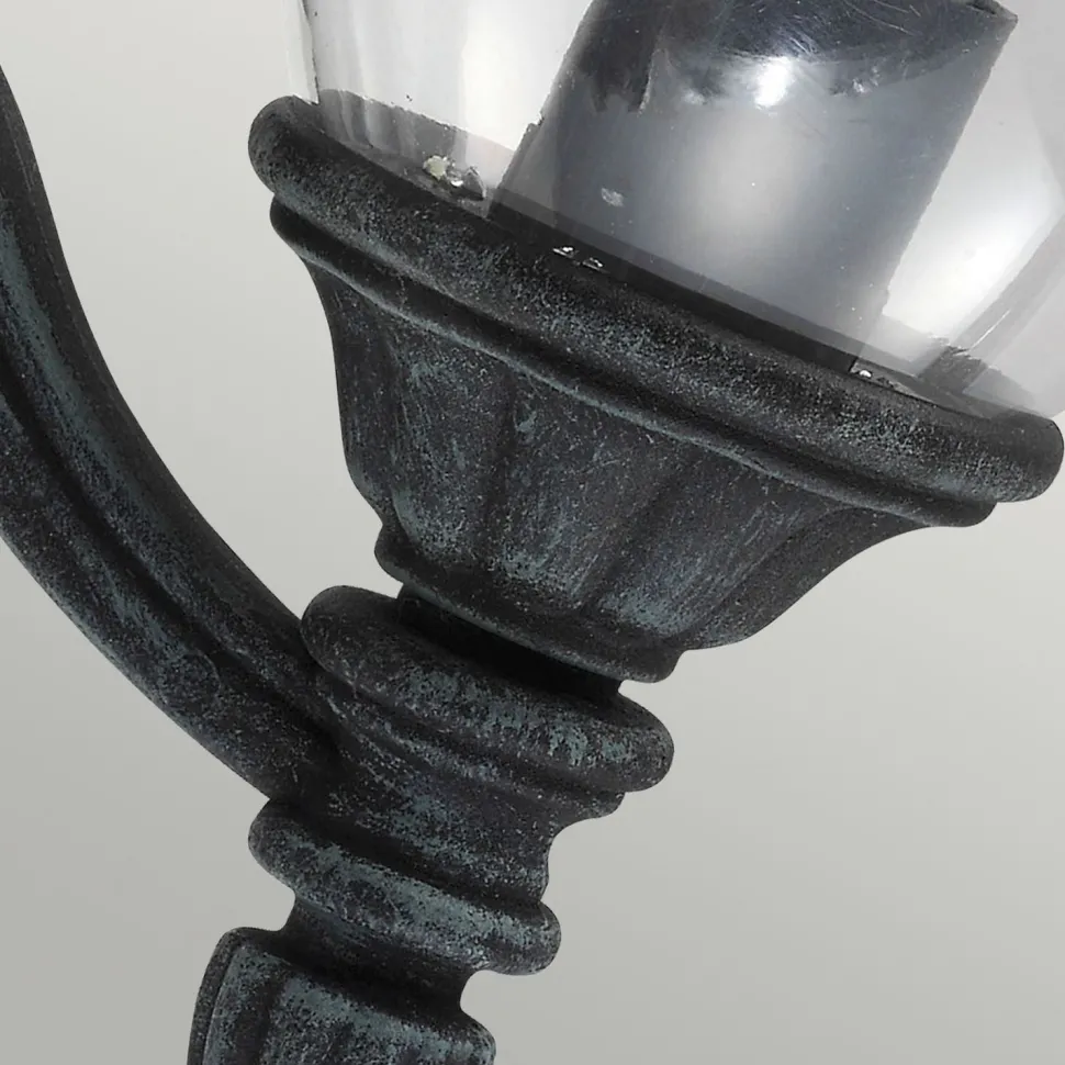 Wandleuchte außen Schwarz Grün antik Aluminium Glas IP44