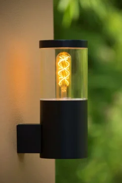 Wandleuchte Außen Stahl Schwarz IP44 H:23 cm E27 Balkon