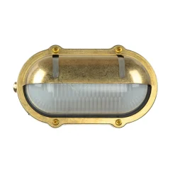 Wandleuchte Außen Terrasse Messing oval Maritim