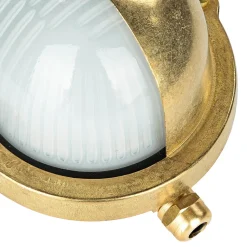 Wandleuchte Außen Terrasse Messing oval Maritim