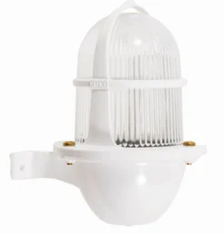 Wandleuchte außen Weiß aus-Messing Glas E27 IP64 H: 22 cm