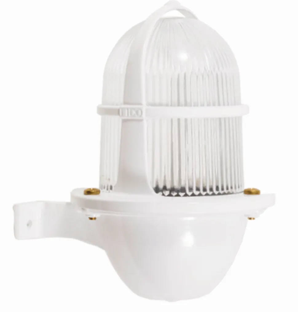 Wandleuchte außen Weiß aus-Messing Glas E27 IP64 H: 22 cm