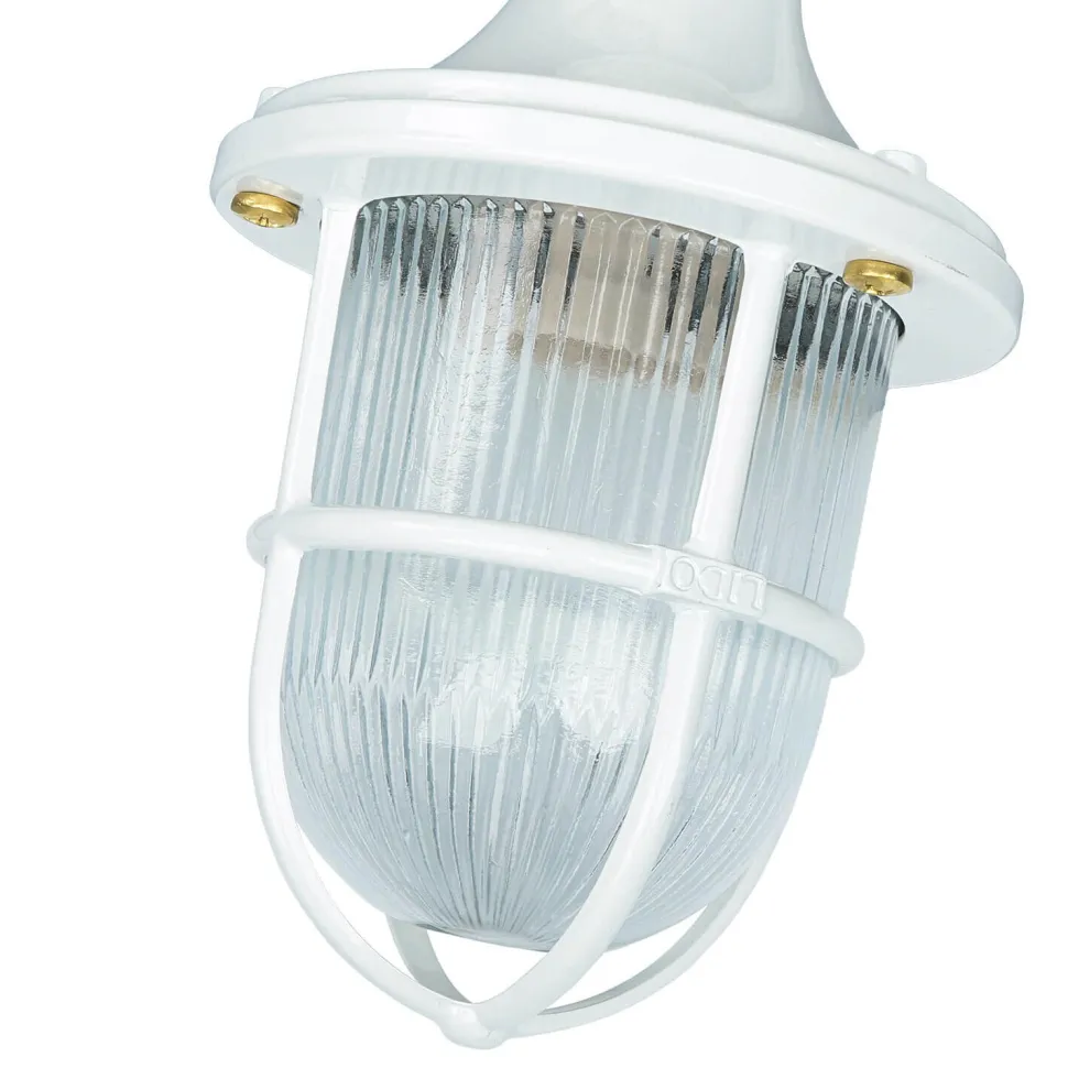 Wandleuchte außen Weiß IP64 E27 Glas Messing massiv