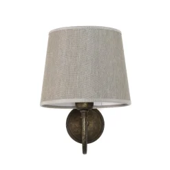 Wandleuchte aus Echt-Messing mit Stoffschirm Beige