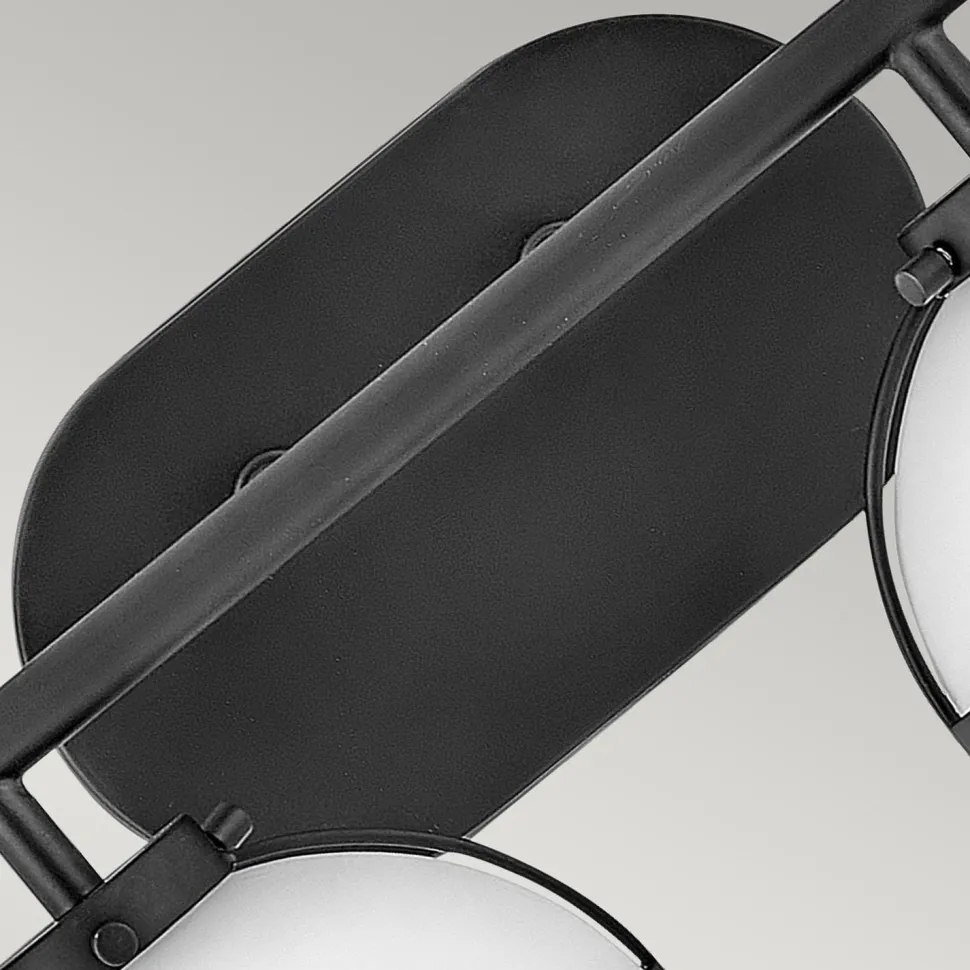 Wandleuchte Bad Metall Glas IP44 38,1 cm breit Schwarz Weiß