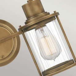 Wandleuchte Bad Vintage IP44 B: 38,1 cm Metall Glas 2x E27