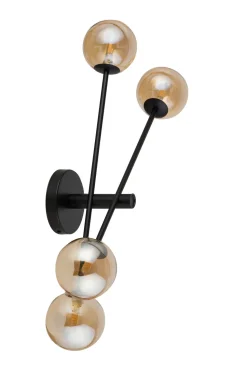 Wandleuchte Bernstein Glas Kugeln 4-flammig B:78 cm