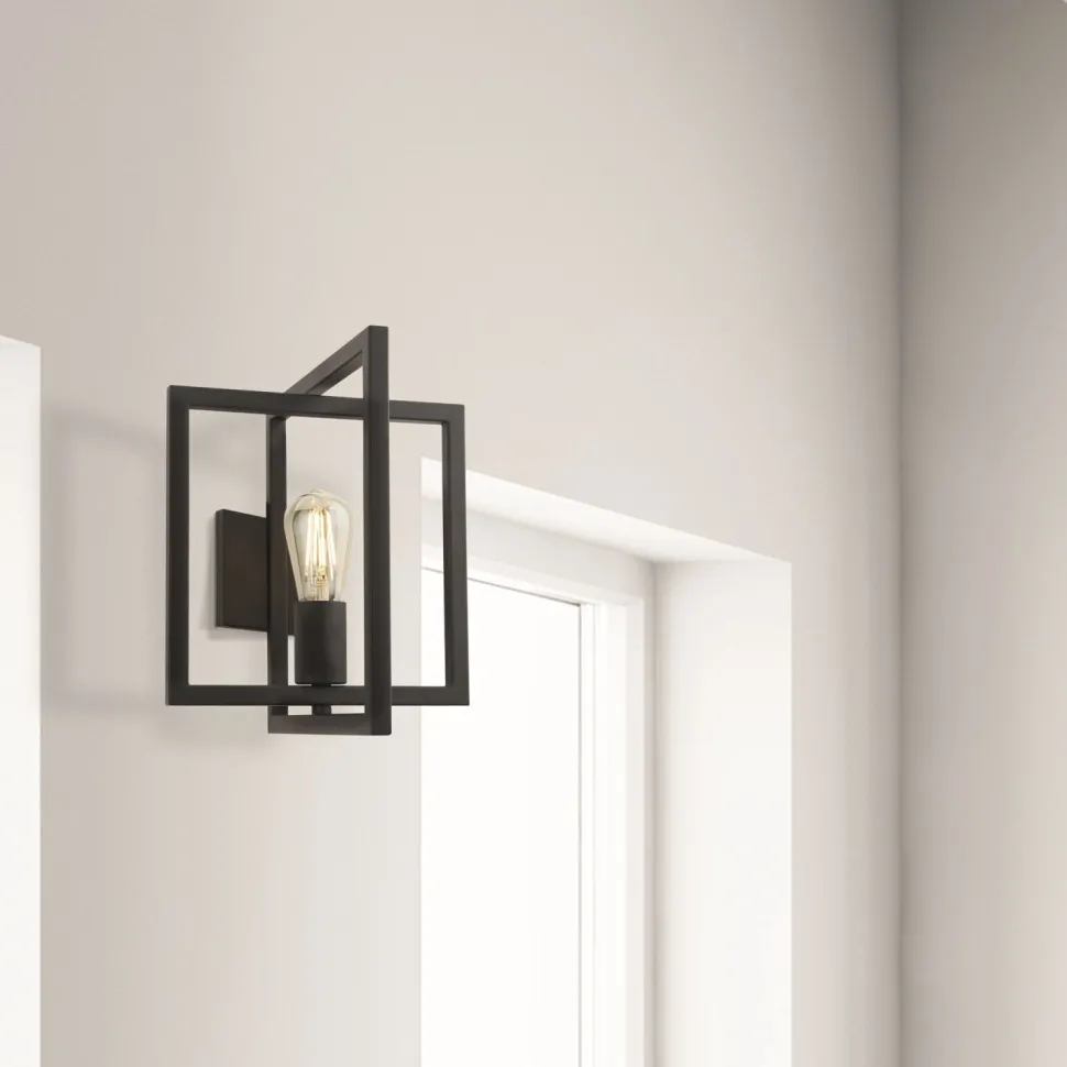 Wandleuchte E27 Schwarz Metall Retro Design DEAN