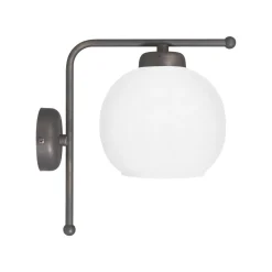 Wandleuchte Glas Messing H: 25 cm in Bronze Weiß E27