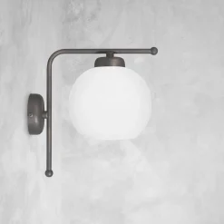 Wandleuchte Glas Messing H: 25 cm in Bronze Weiß E27