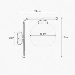Wandleuchte Glas Messing H: 25 cm in Bronze Weiß E27