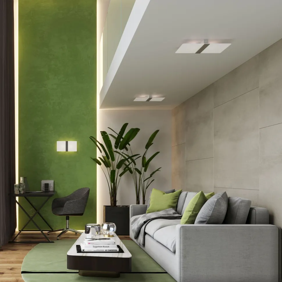 Wandleuchte Glas Metall 35 cm breit Weiß Chrom 2x G9