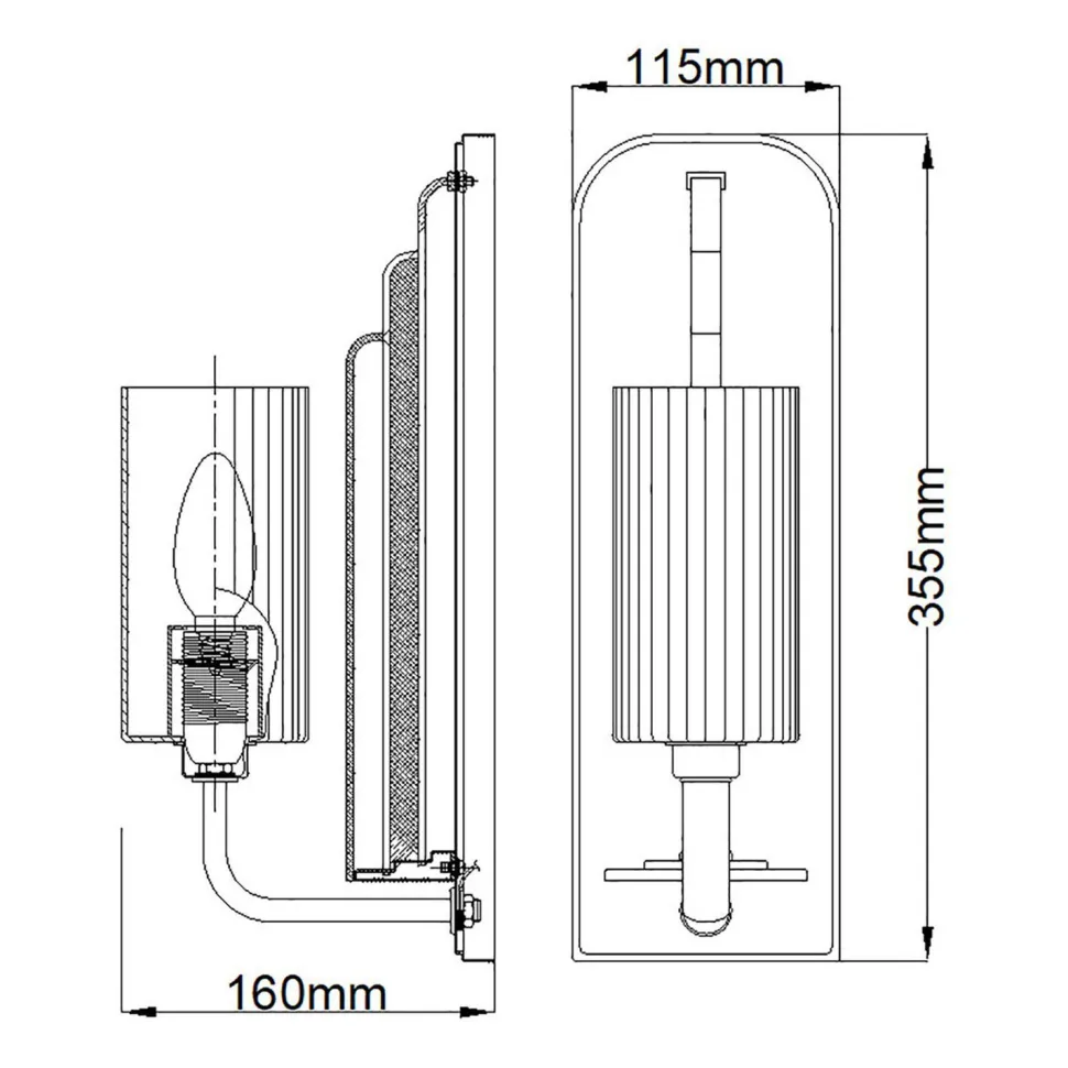 Wandleuchte Glas Metall E14 35,5 cm hoch Jugendstil