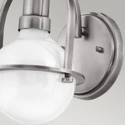 Wandleuchte Glas Metall E27 H: 23,3 cm Kugel Schirm