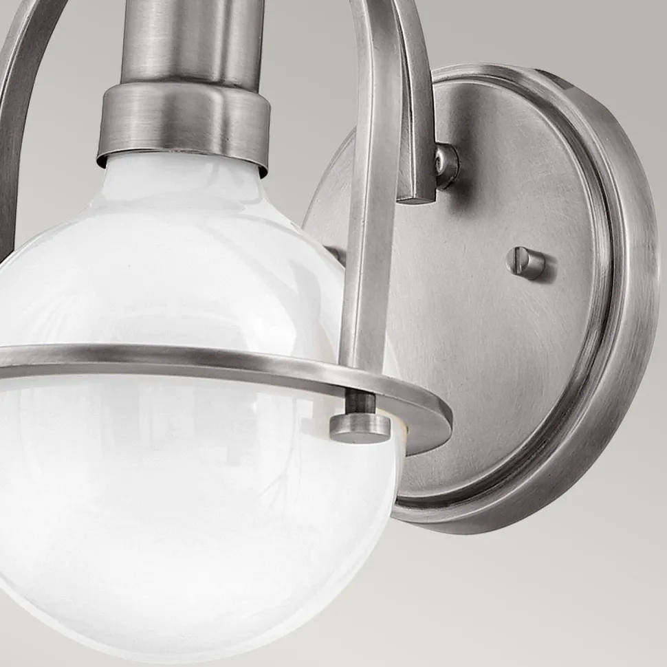 Wandleuchte Glas Metall E27 H: 23,3 cm Kugel Schirm