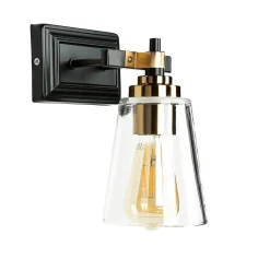 Wandleuchte Glas Metall in Schwarz Messing Industrial
