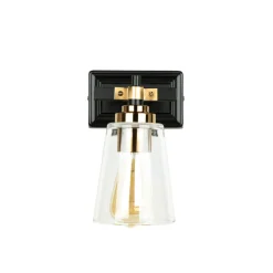 Wandleuchte Glas Metall in Schwarz Messing Industrial