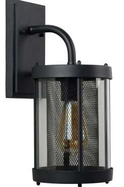 Wandleuchte Glas Metall Schwarz IP23 E27 Garten Haustür