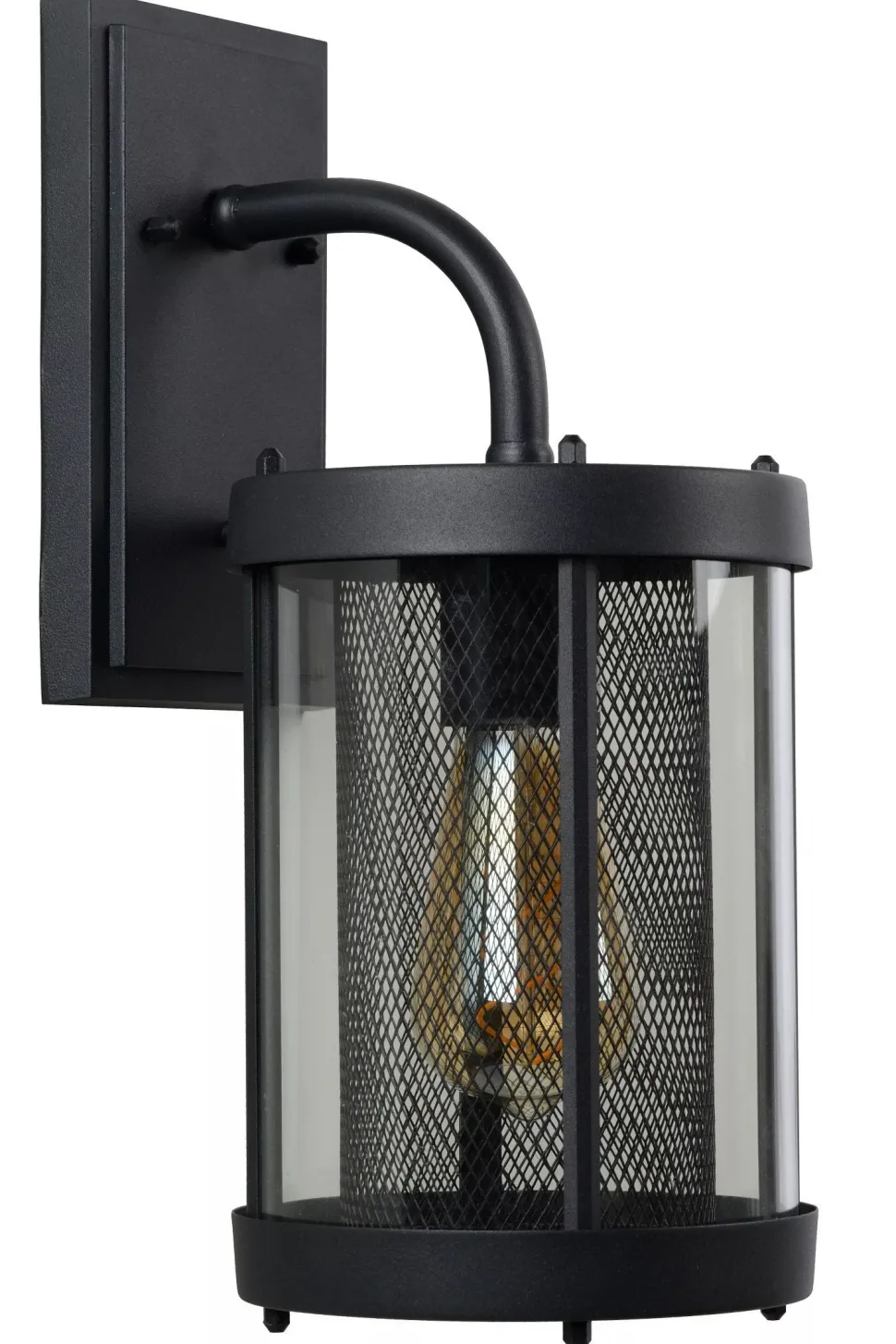 Wandleuchte Glas Metall Schwarz IP23 E27 Garten Haustür