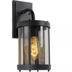 Wandleuchte Glas Metall Schwarz IP23 E27 Garten Haustür