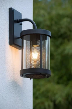 Wandleuchte Glas Metall Schwarz IP23 E27 Garten Haustür