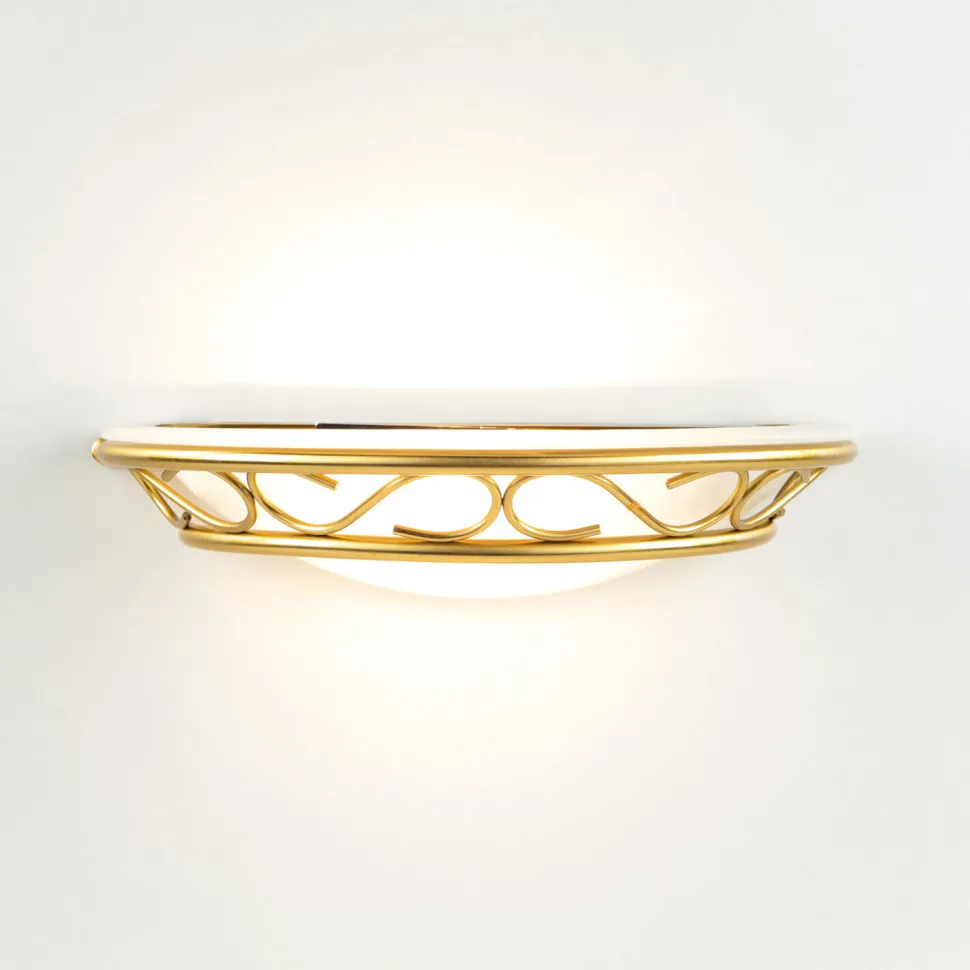 Wandleuchte Glas Schirm in Weiß Messing