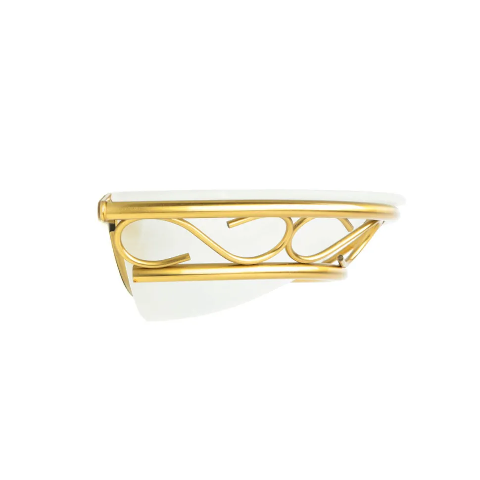 Wandleuchte Glas Schirm in Weiß Messing