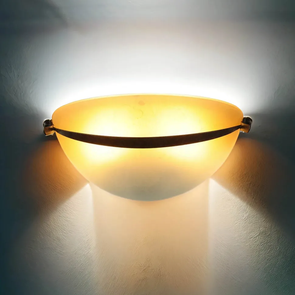 Wandleuchte Glas Schirm Orange Bronze Rustikal innen