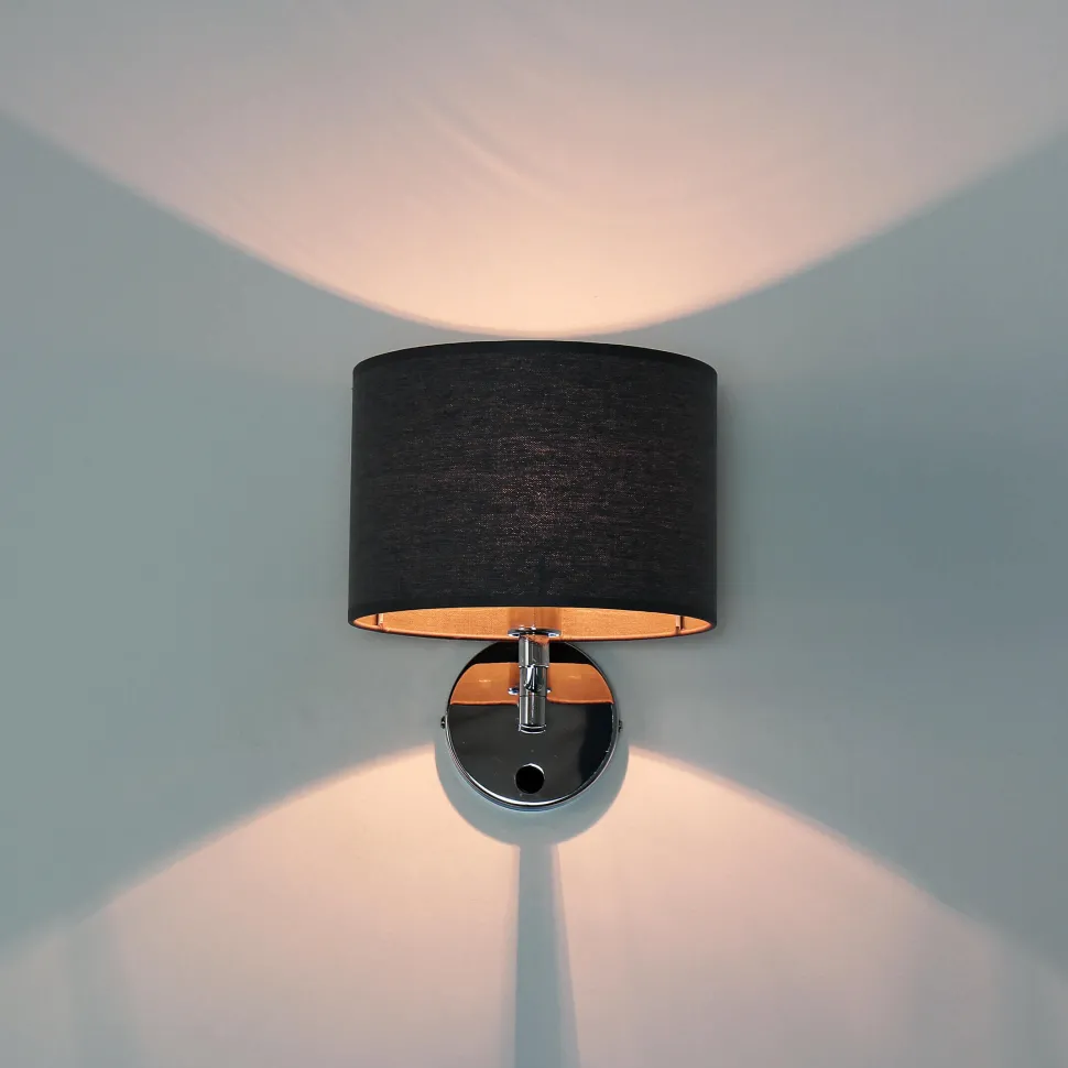 Wandleuchte Grau Metall Stoff