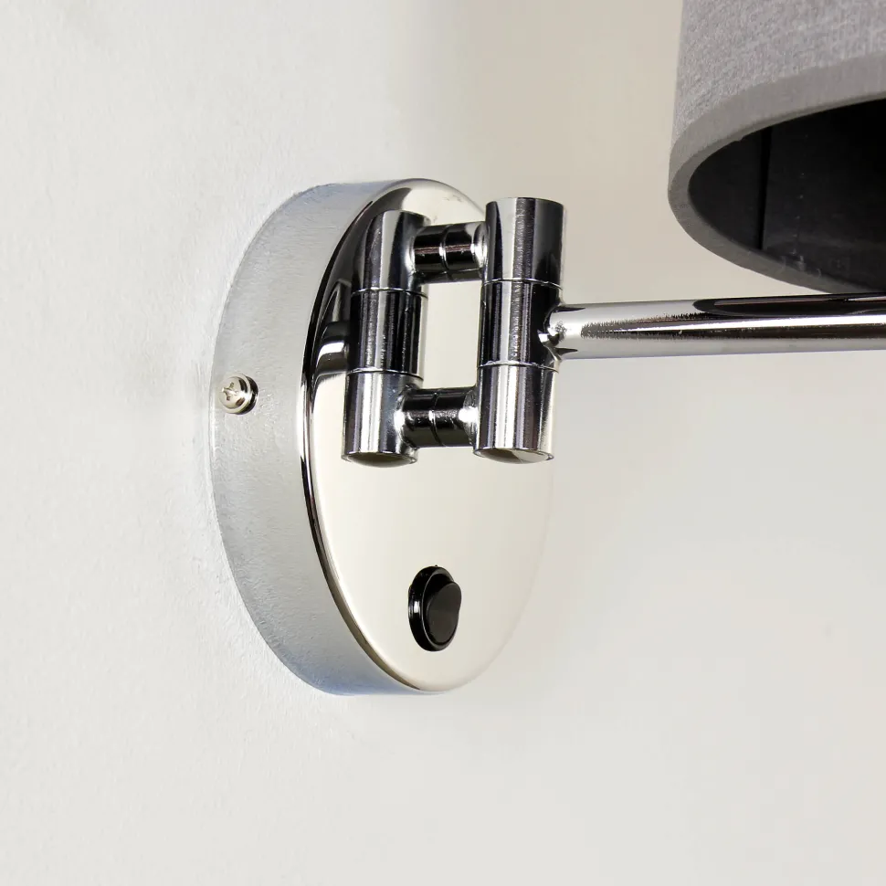 Wandleuchte Grau Metall Stoff