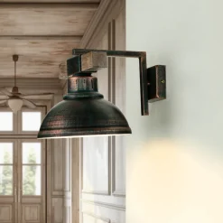 Wandleuchte HAKON Kupfer Antik Echt Holz Metall