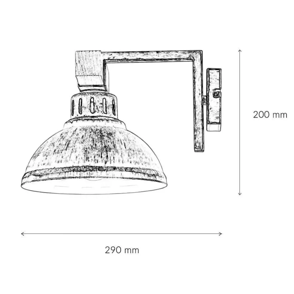 Wandleuchte HAKON Kupfer Antik Echt Holz Metall