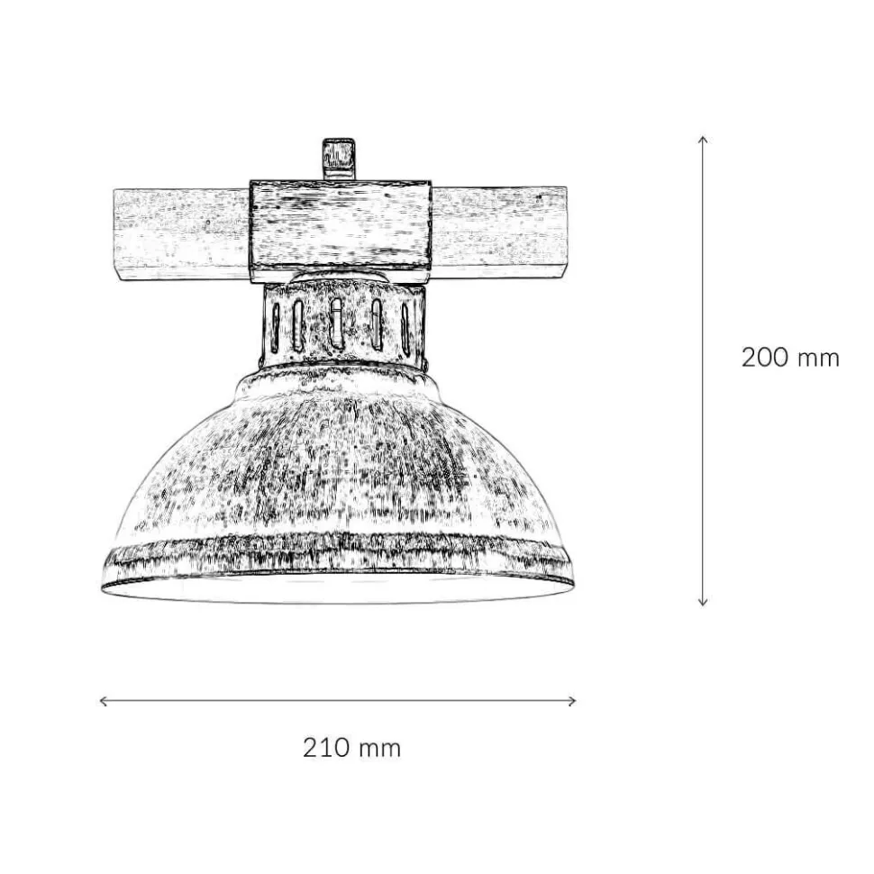 Wandleuchte HAKON Kupfer Antik Echt Holz Metall