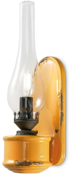 Wandleuchte Handarbeit Glas H: 33 cm Gelb Shabby Antik E14