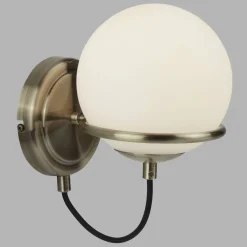 Wandleuchte in Messing Antik Weiß E14 Glas Metall XATIVA