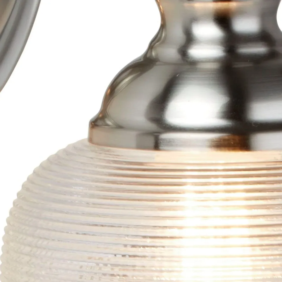 Wandleuchte in Silber Klar E27 Glas Metall mit Schalter