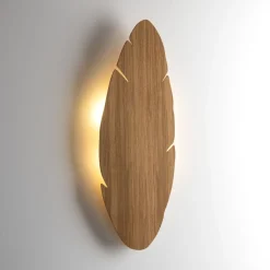 Wandleuchte indirekt Holz H: 69 cm Blatt Natur Design 4x G9