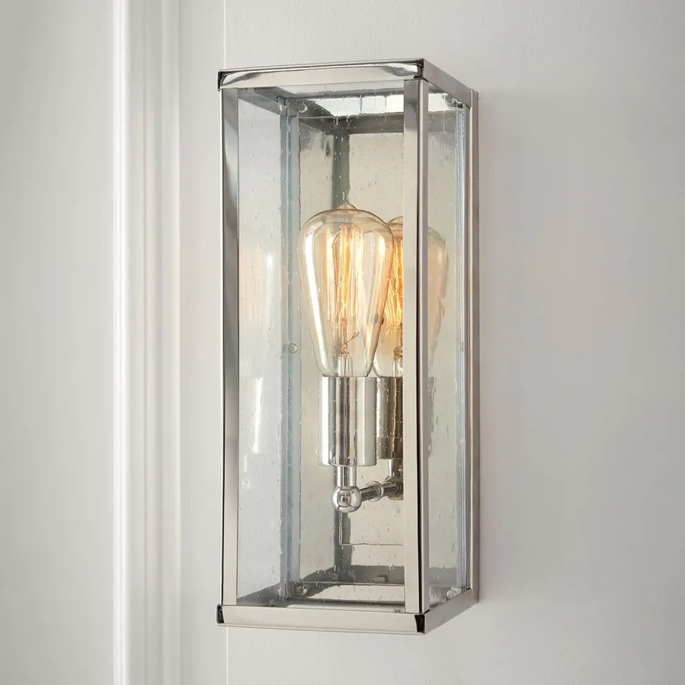 Wandleuchte innen Glas Metall eckig Modern in Nickel