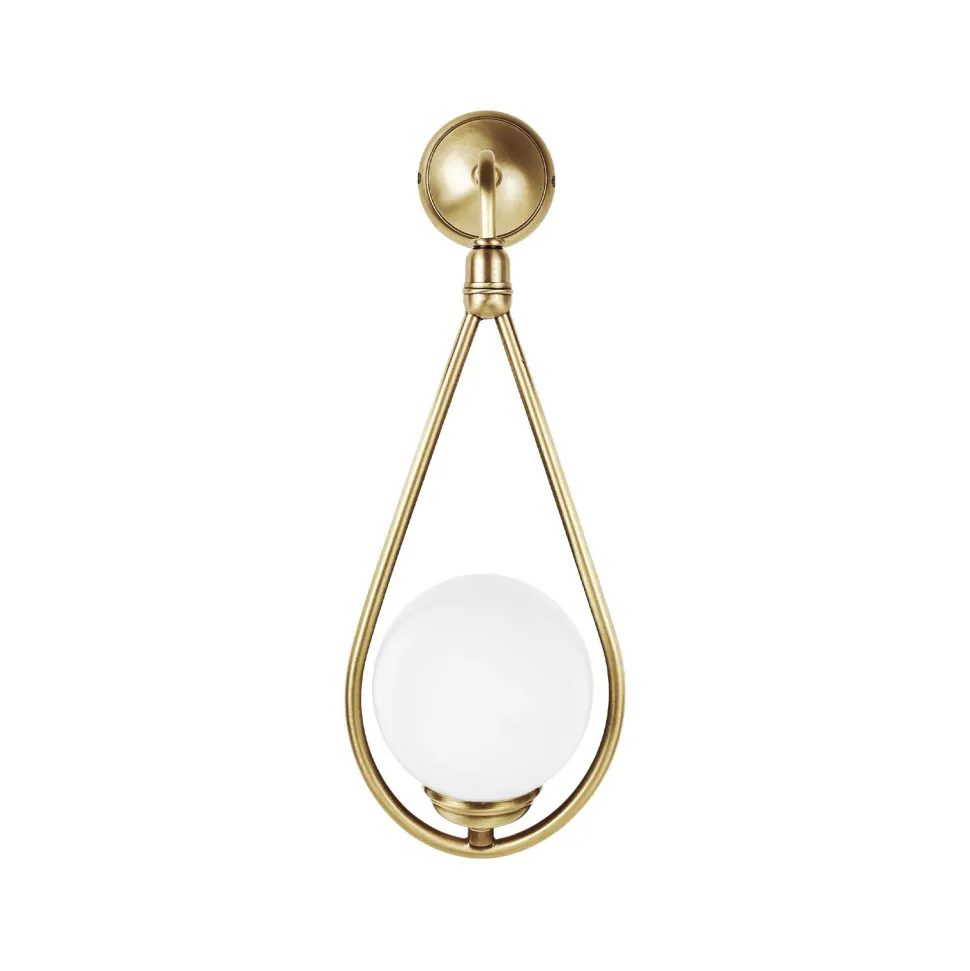 Wandleuchte Jugendstil H: 44 cm Messing Glas in Bronze Weiß