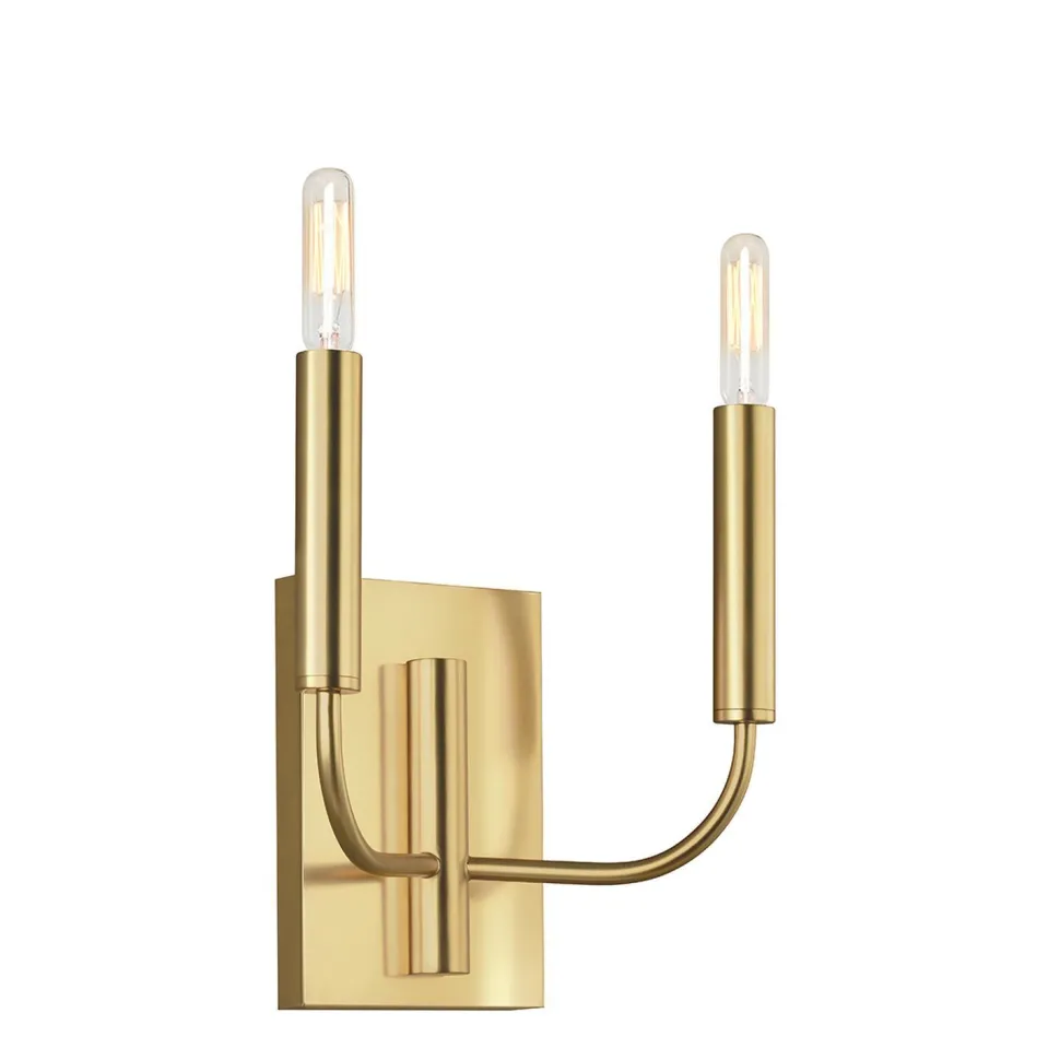 Wandleuchte Jugendstil in Messing Weiß Metall Stoff