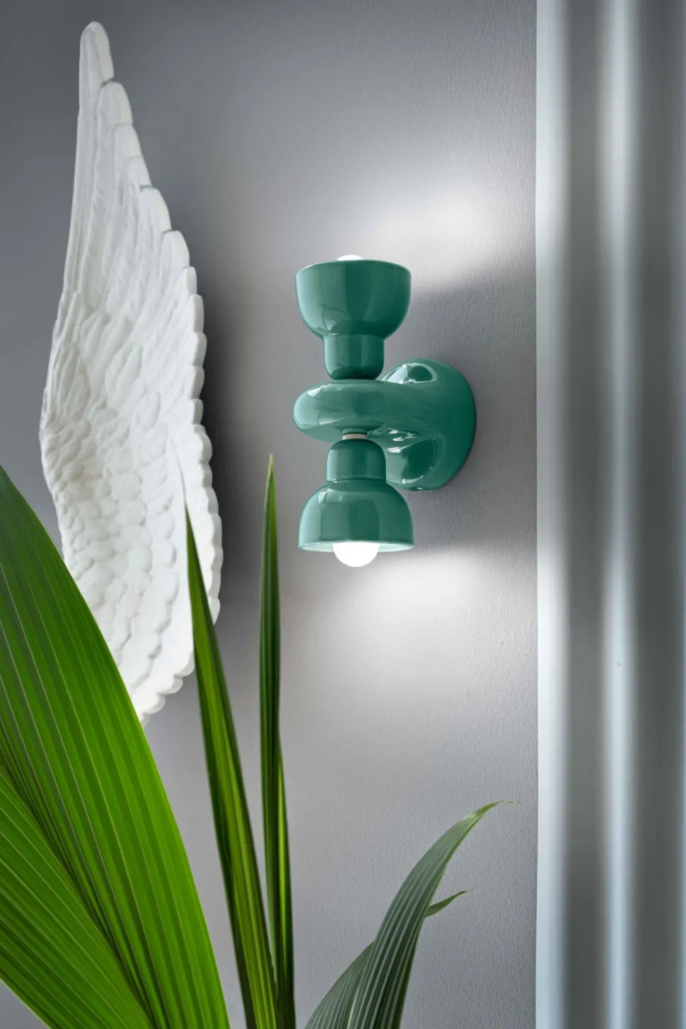 Wandleuchte Keramik E14 Up Down H: 25,5 cm Türkis