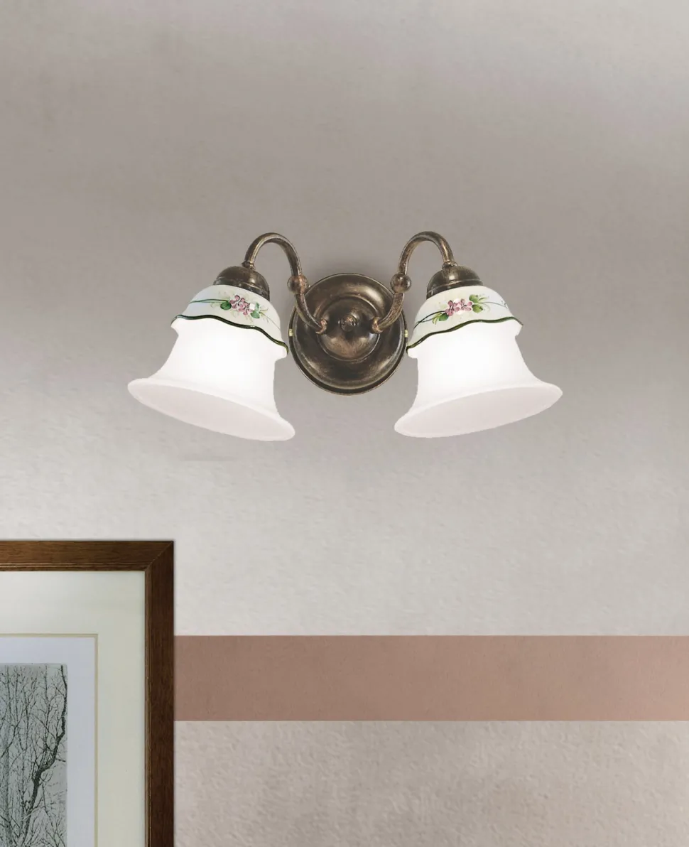 Wandleuchte Keramik Metall E14 B: 35 cm 2-flammig