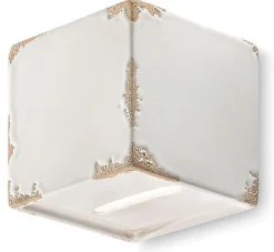 Wandleuchte Keramik Weiß Shabby Antik G9 eckig Vintage