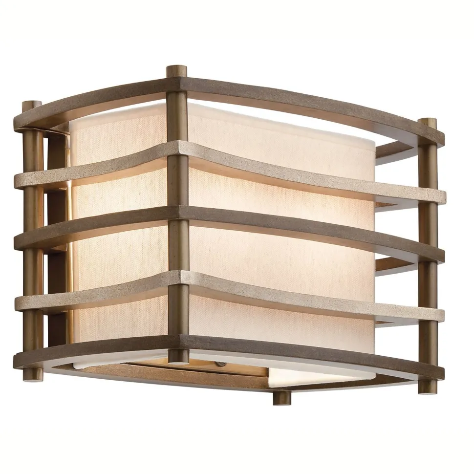 Wandleuchte KIKI Leinen Bronze Beige B:30cm Lampe