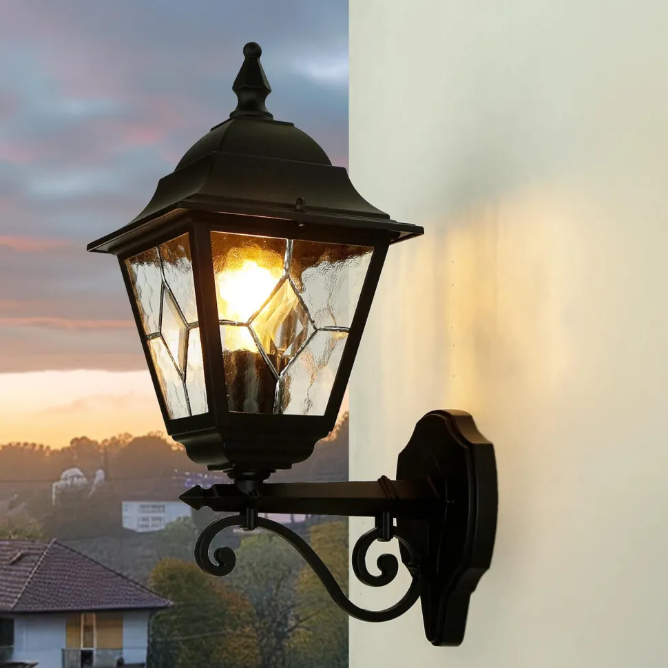 Wandleuchte LEADWORTH Schwarz IP43 Rustikal Haus