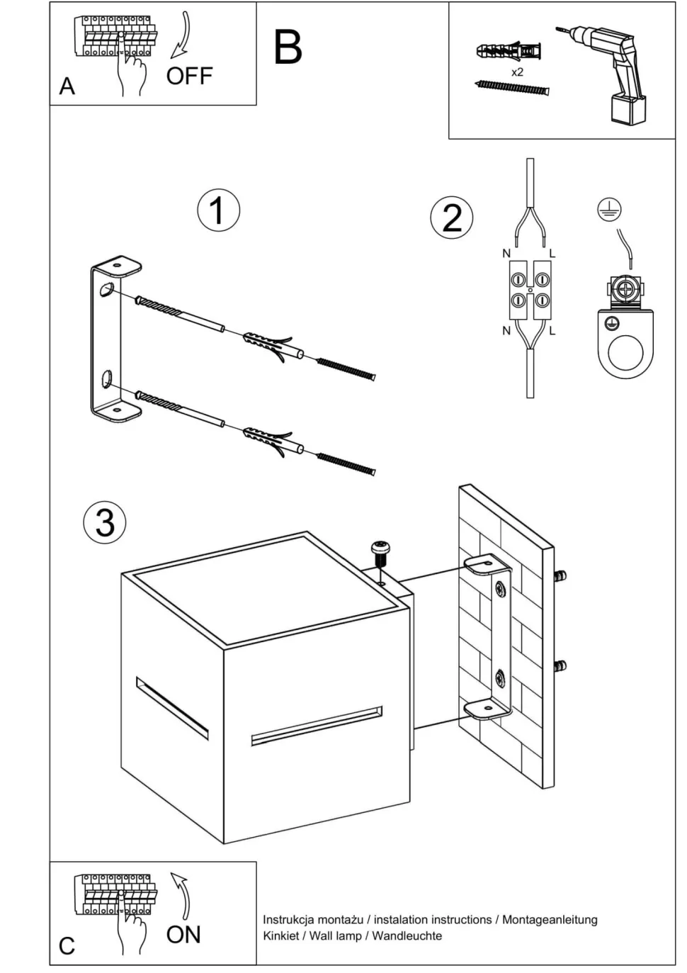 Wandleuchte LORUM in Grau