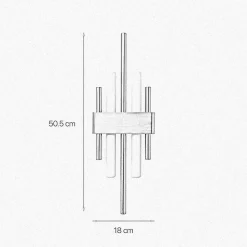 Wandleuchte Messing Art Déco für 2x S14d H: 50,5 cm