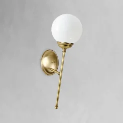 Wandleuchte Messing Glas E14 in Bronze hell glänzend Weiß